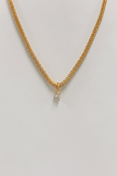 Mesh Chain Link w/ Small Stone Necklace