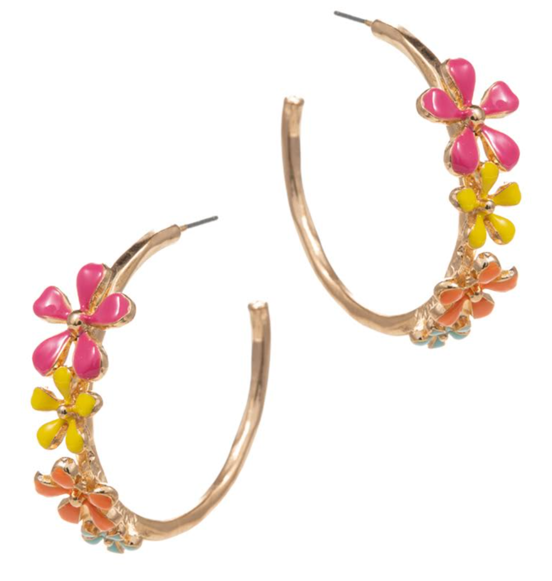 Flower Hoop Earrings