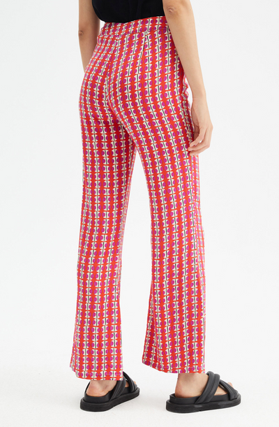 Geometric Print Mid-rise Flared Trousers