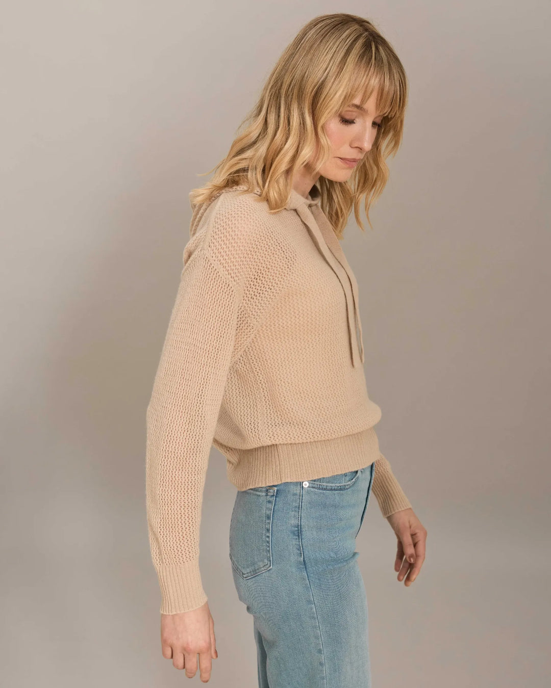 100% Cashmere Aire Mesh Pullover Hoodie