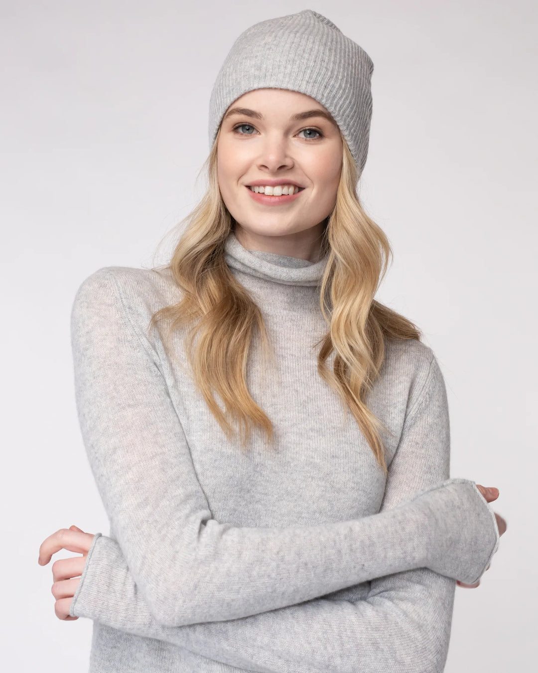 100% Cashmere Easy Ribbed Beanie