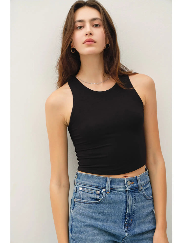Cropped High Neck Tank