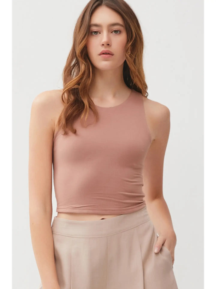 Cropped High Neck Tank
