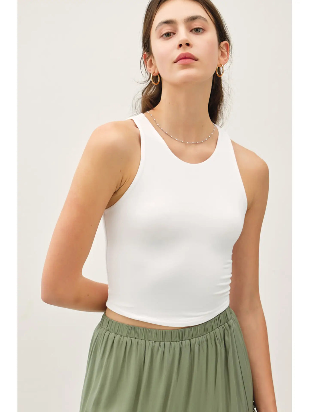 Cropped High Neck Tank