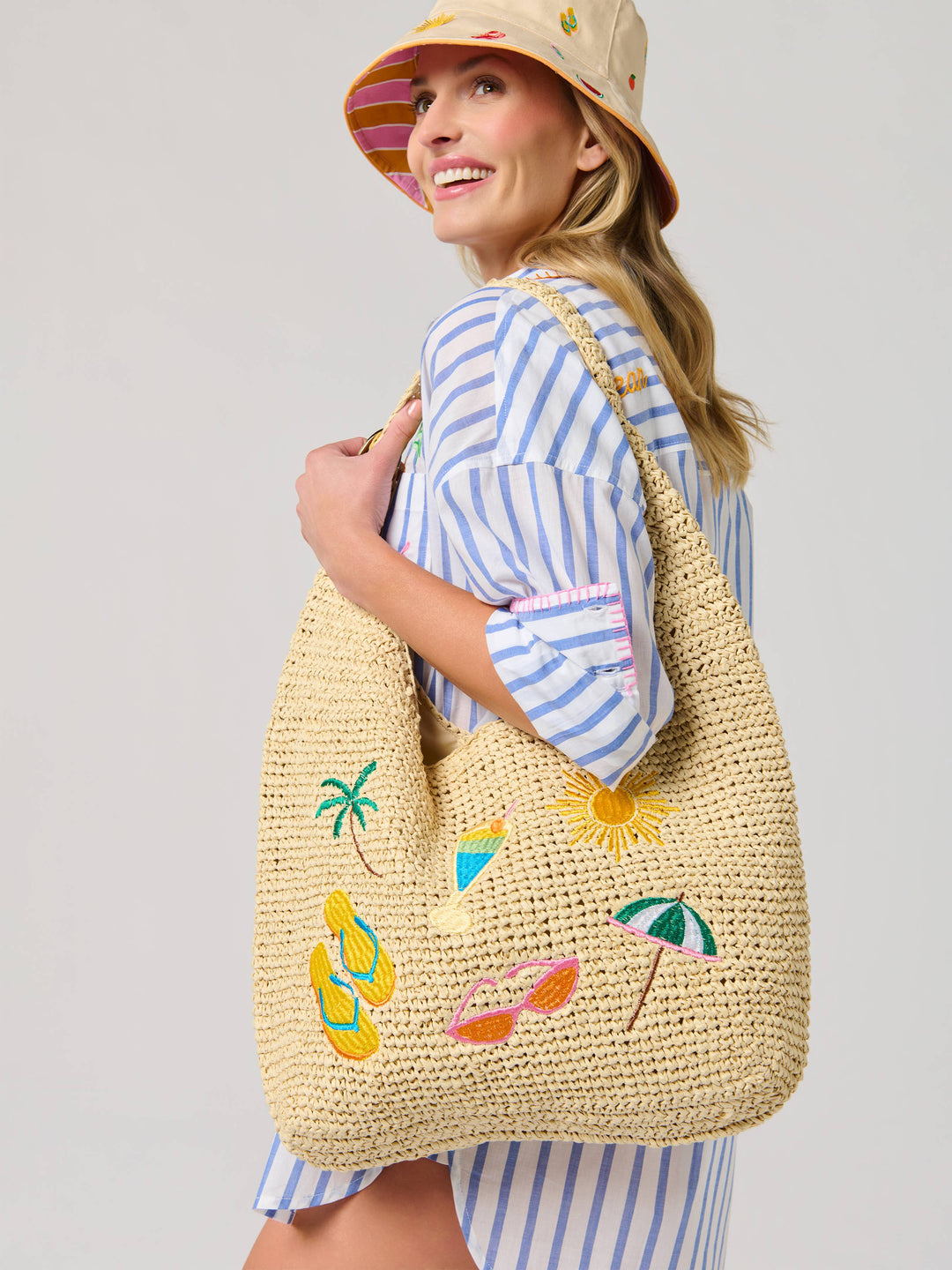 CABANA SLOUCHY TOTE,NATURAL