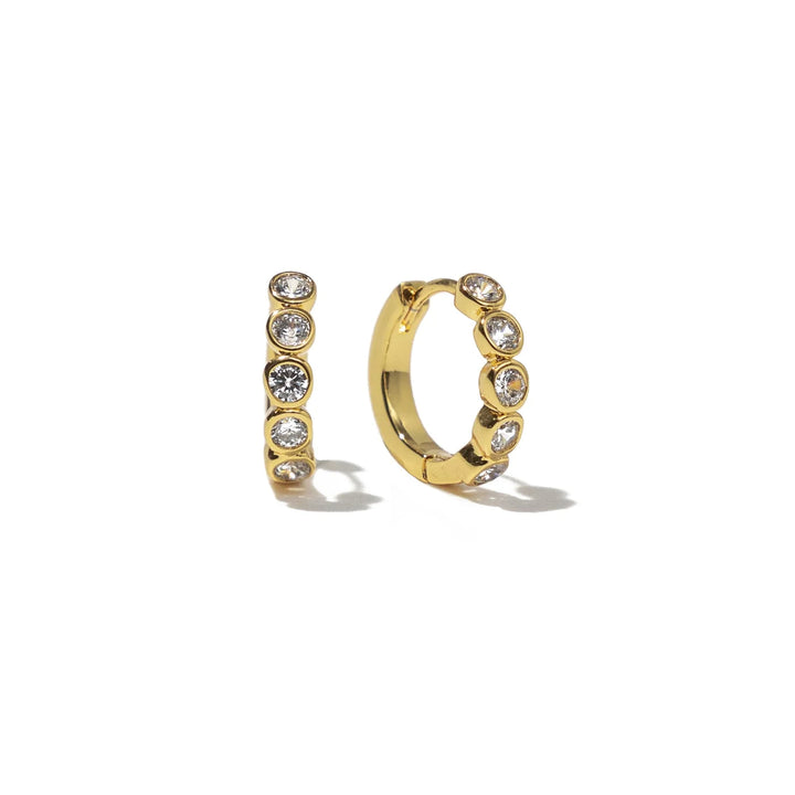 18K Gold Round Brilliant Huggies