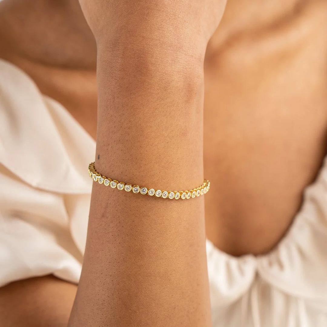 18K Gold Round Brilliant Tennis Bracelet