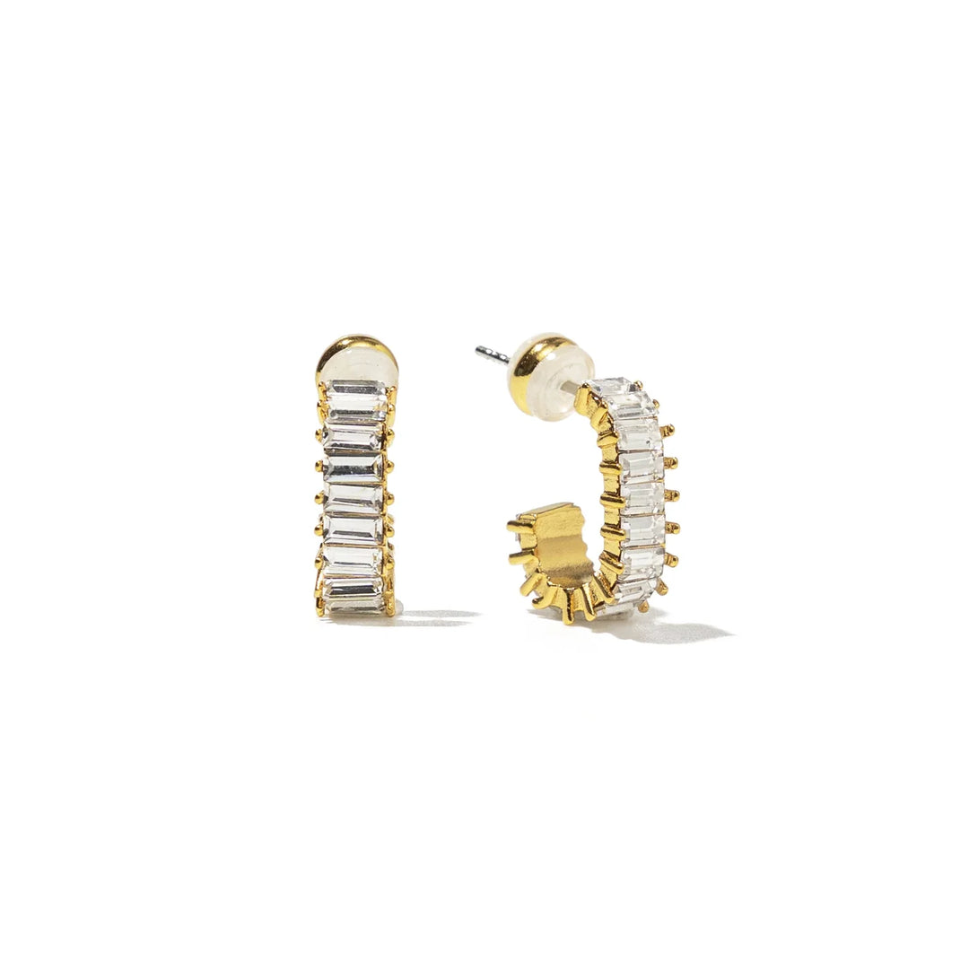 18K Gold Squared Brilliant Hoops 486