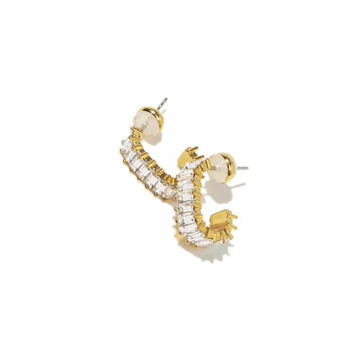 18K Gold Squared Brilliant Hoops 486