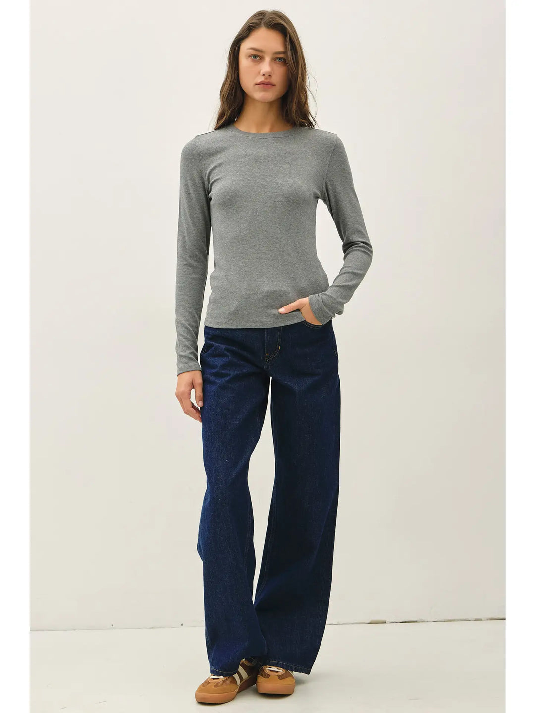 Ribbed Modal Long Sleeve Crewneck