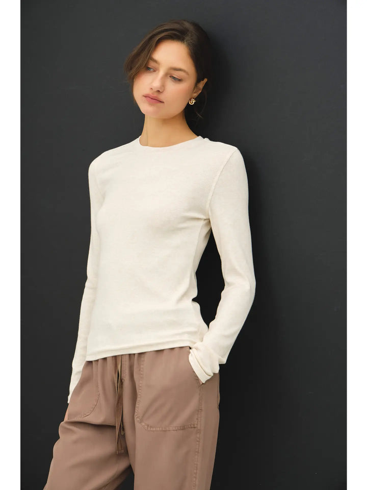Ribbed Modal Long Sleeve Crewneck