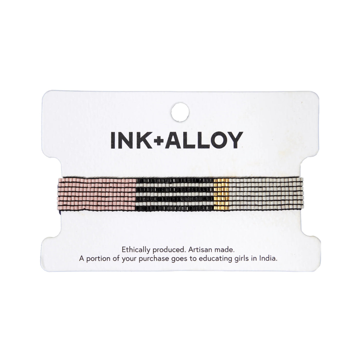Alex Color Block Striped Beaded Stretch Bracelet