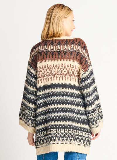 STRIPED PATCHWORK OPEN CARDIGAN