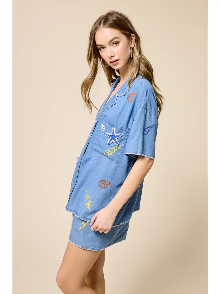 Coastal Chambray Top