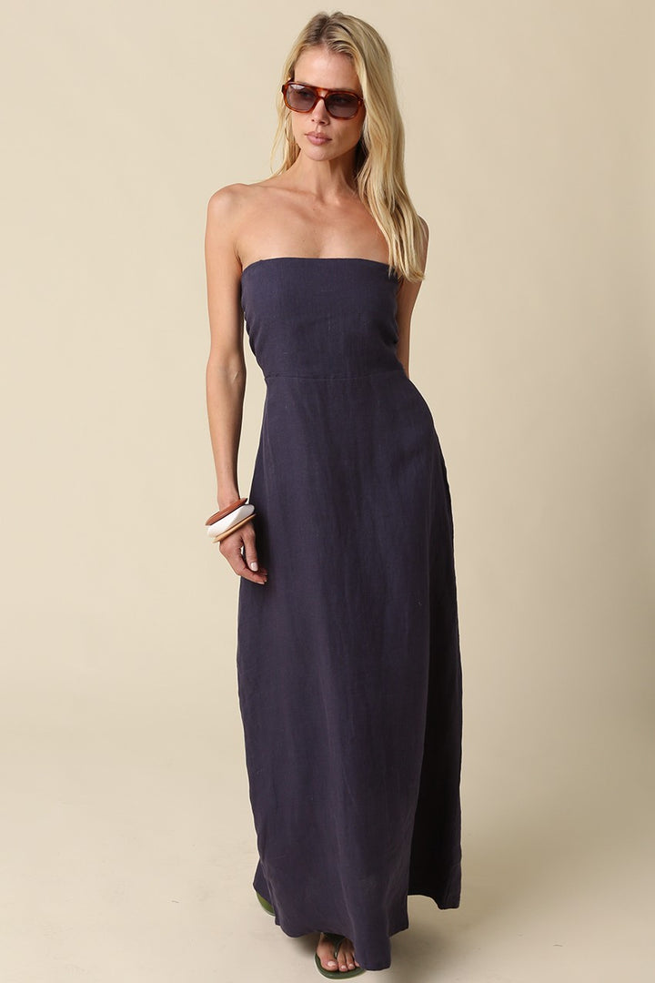 Linen Dress in Navy
