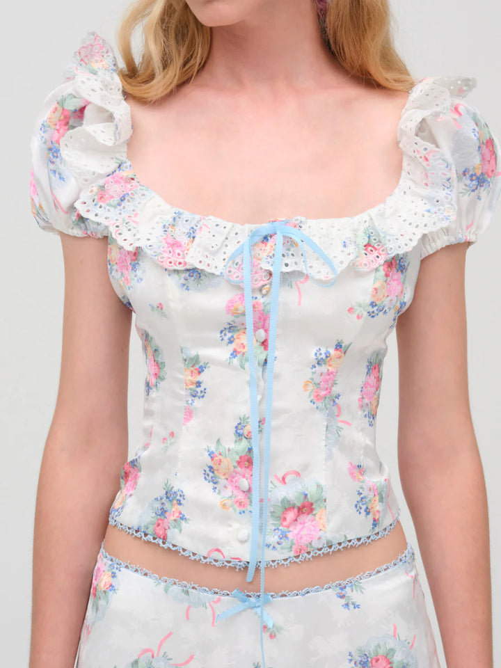 Doily Bouquet Short Sleeve Top