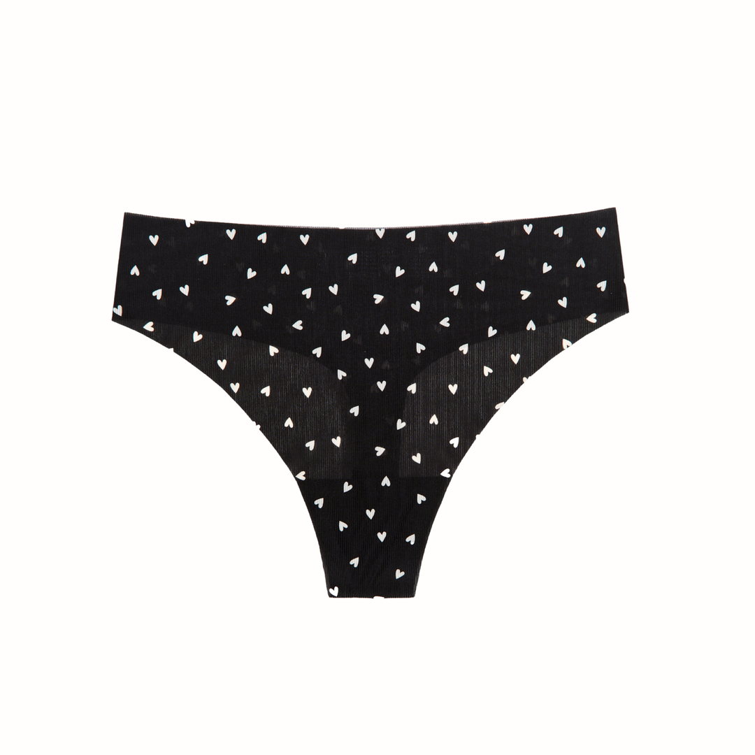 Like Nothing Thong - Black Ditsy Hearts