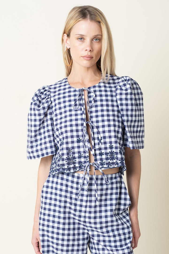 Cotton Top in White/Navy