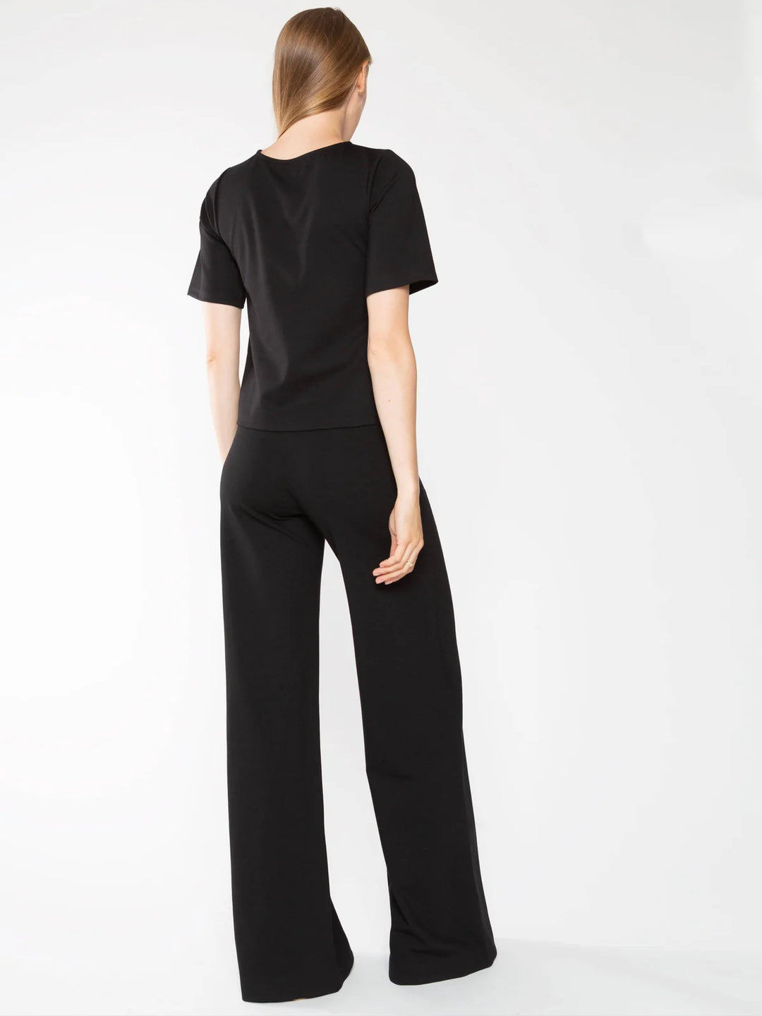 Ponte knit short sleeve top extended