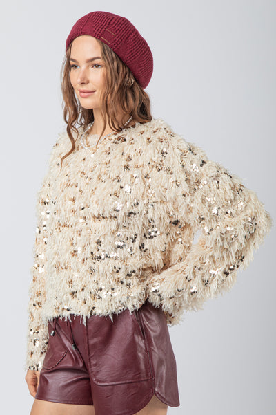 Sequin Feather Sweater