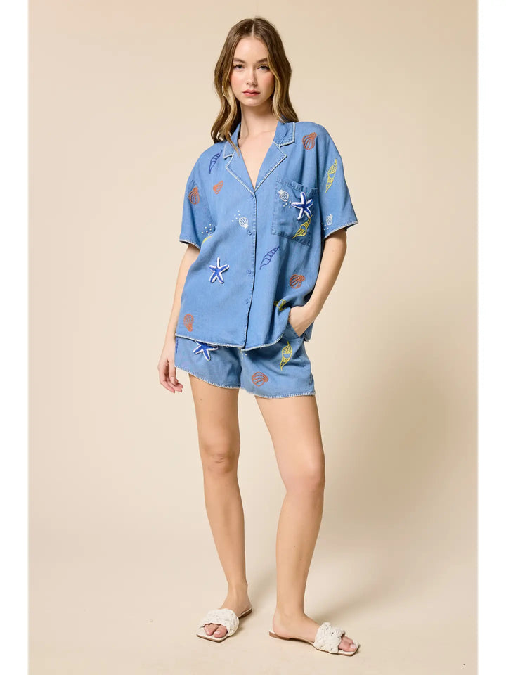 Coastal Chambray Top