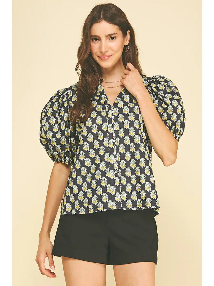Floral Print V-Neck Blouse