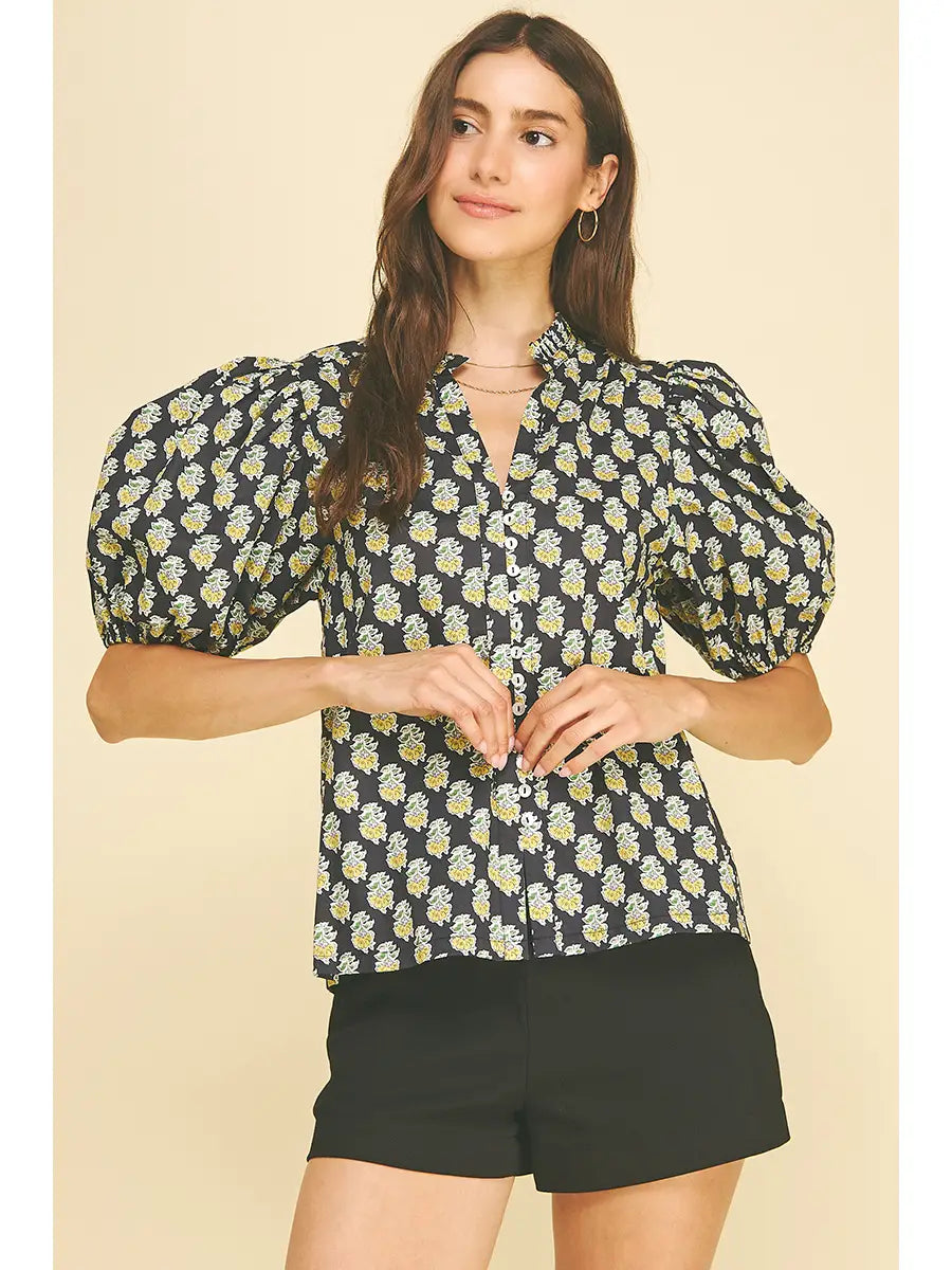 Floral Print V-Neck Blouse