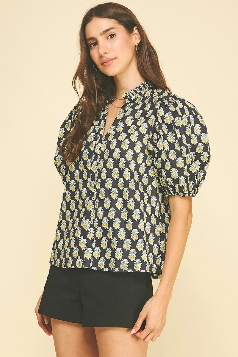 Floral Print V-Neck Blouse