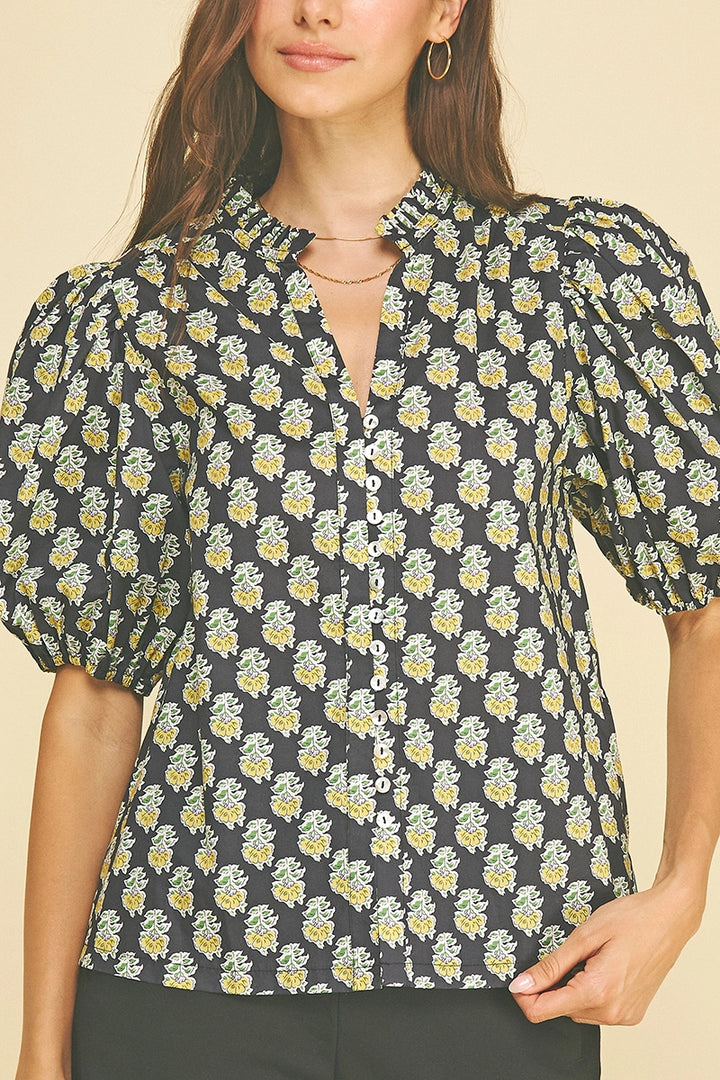 Floral Print V-Neck Blouse