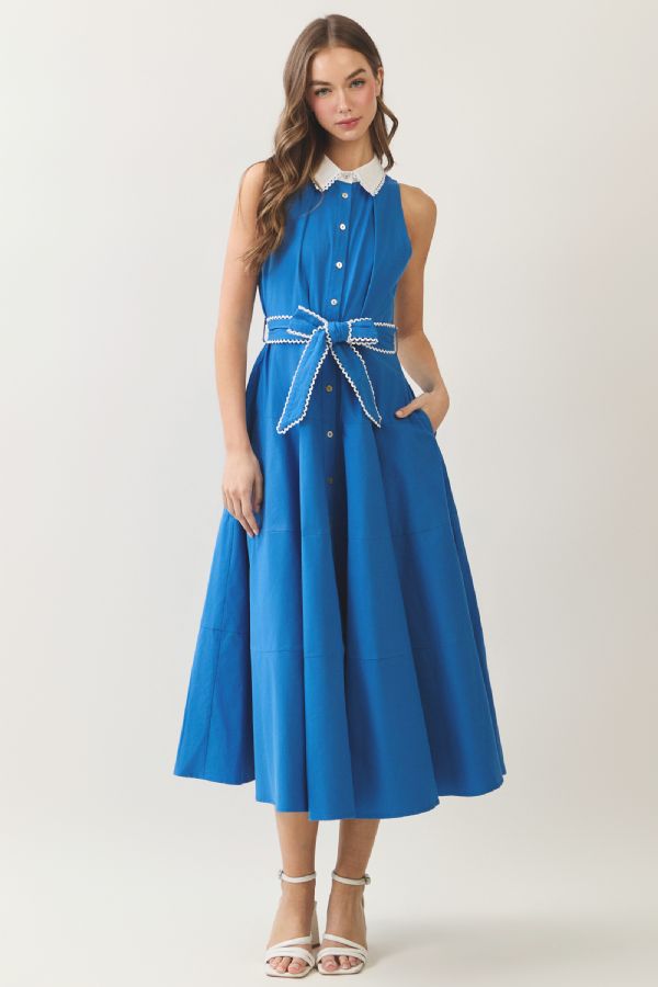 Ric Race Trim Detailed Midi Dress