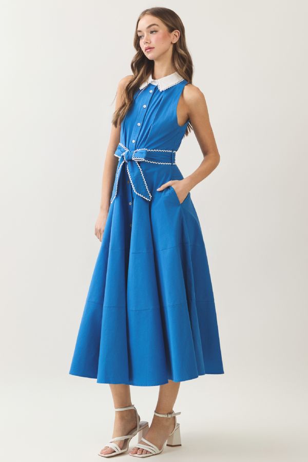 Ric Race Trim Detailed Midi Dress