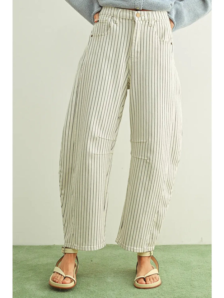 Pinstriped Pattern Barrel Pants