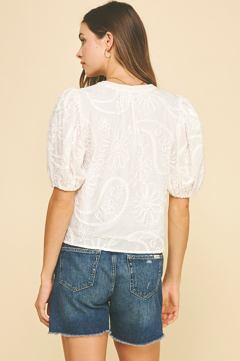 Floral Embroidered Blouse Top