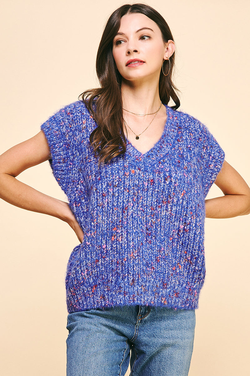 Multicolor yarn sweater vest