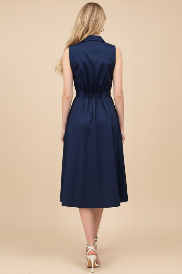 Sleeveless A-Line Shirt Dress