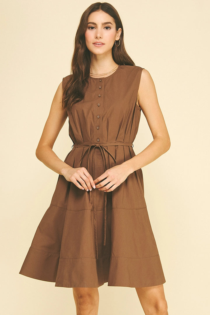 Button Down Sleeveless Mini Dress