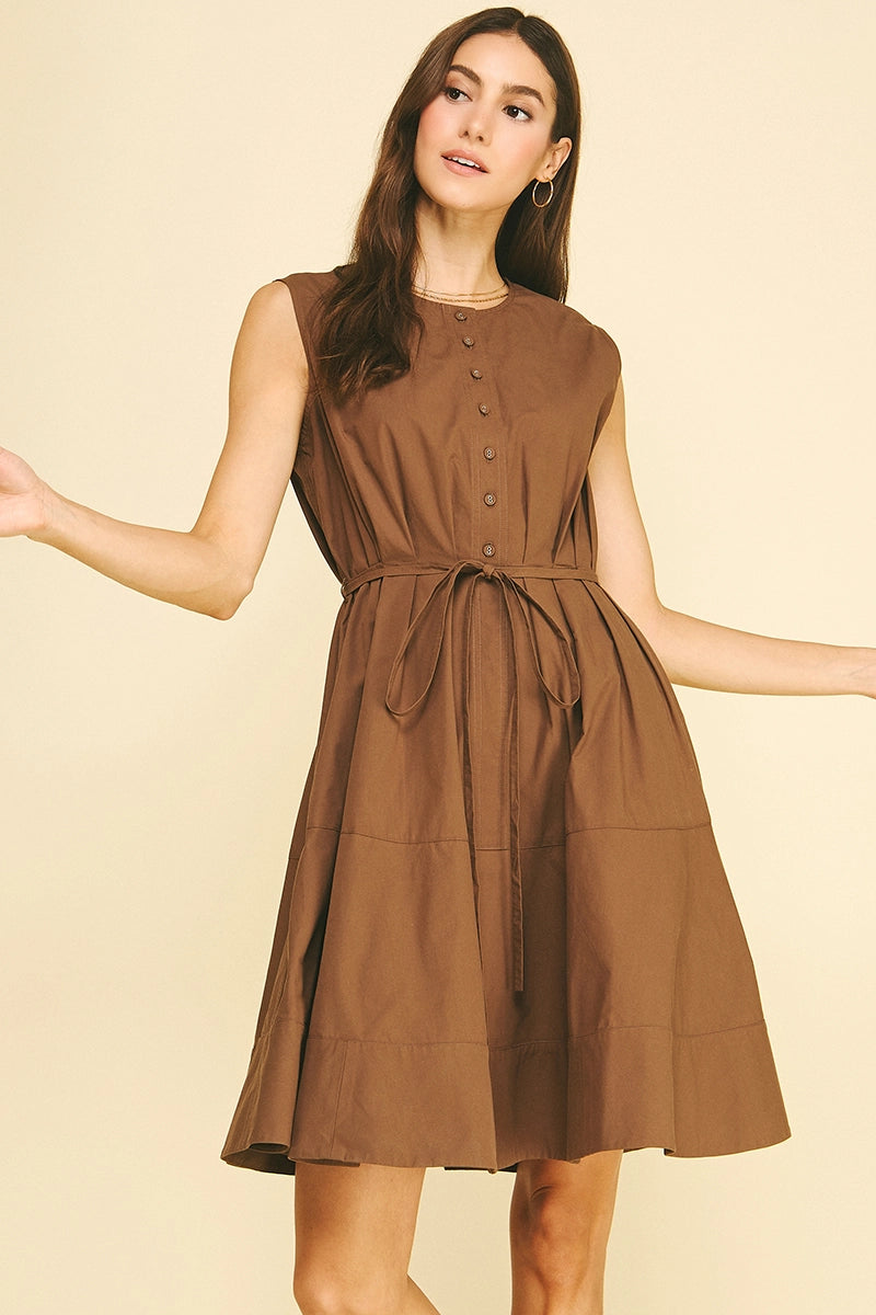 Button Down Sleeveless Mini Dress