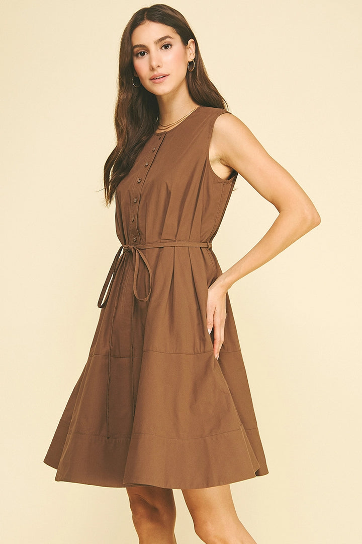 Button Down Sleeveless Mini Dress