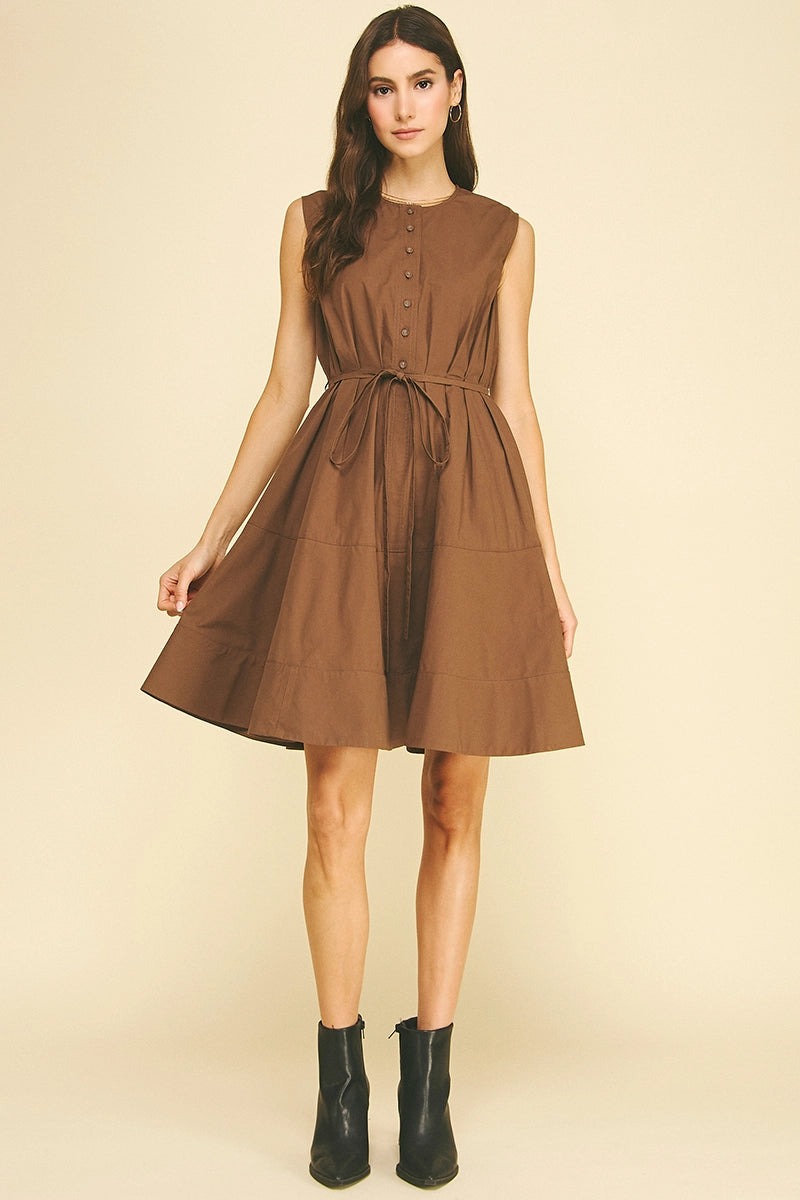 Button Down Sleeveless Mini Dress