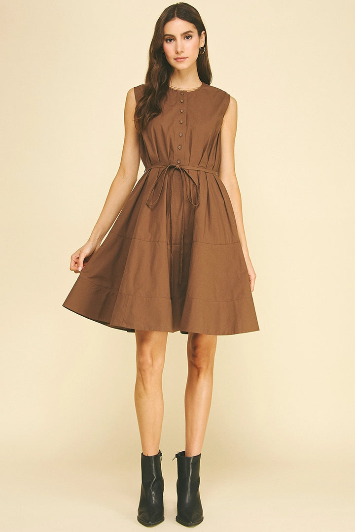 Button Down Sleeveless Mini Dress