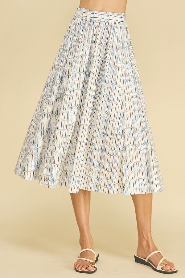 Geometric Print A-Line Midi Skirt