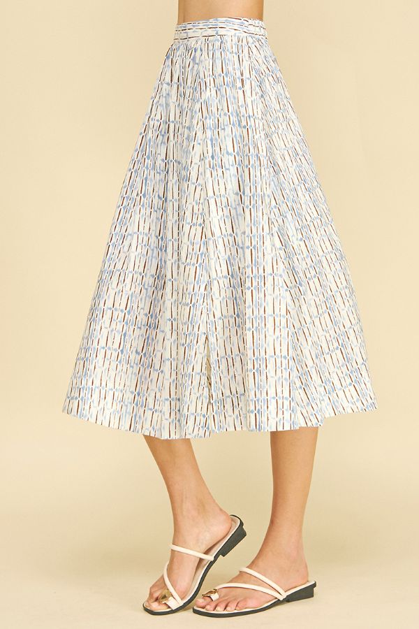 Geometric Print A-Line Midi Skirt