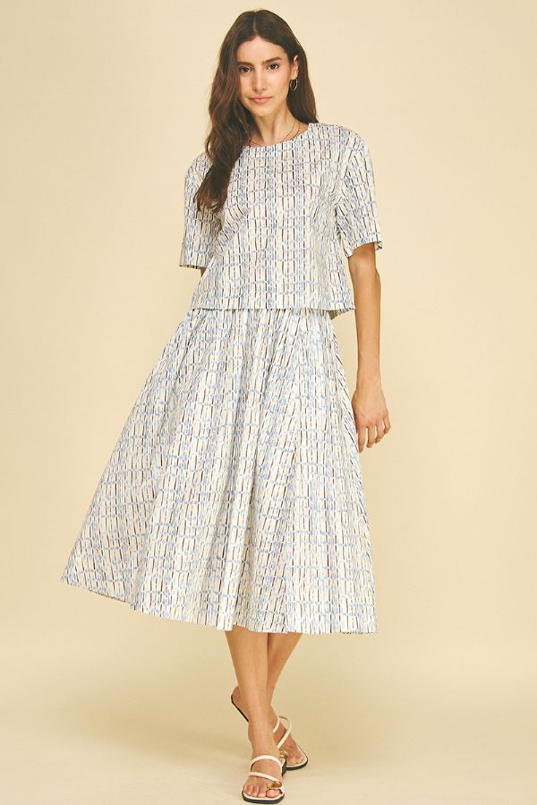 Geometric Print A-Line Midi Skirt
