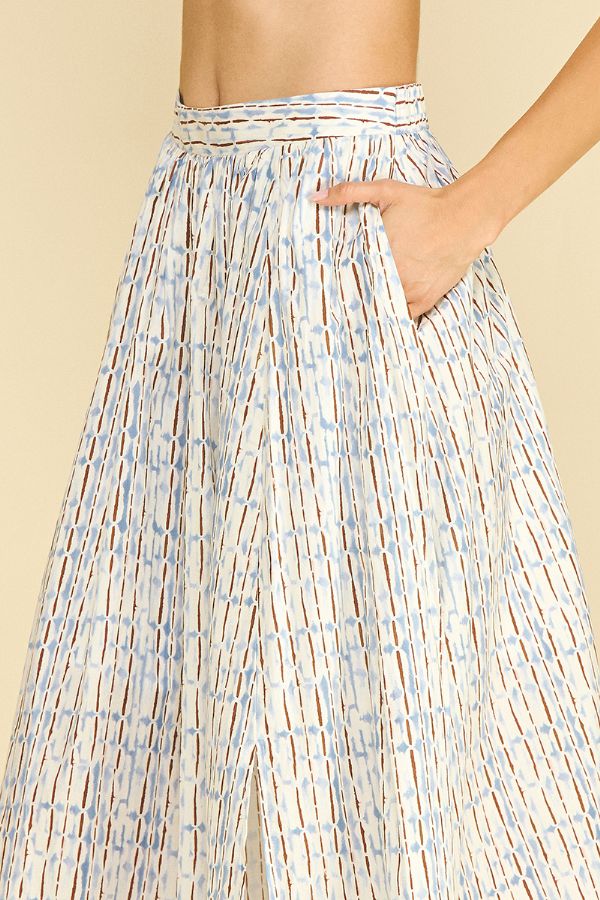 Geometric Print A-Line Midi Skirt
