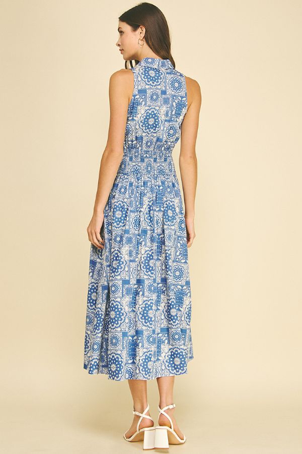 Medallion Print Button Down Maxi Dress