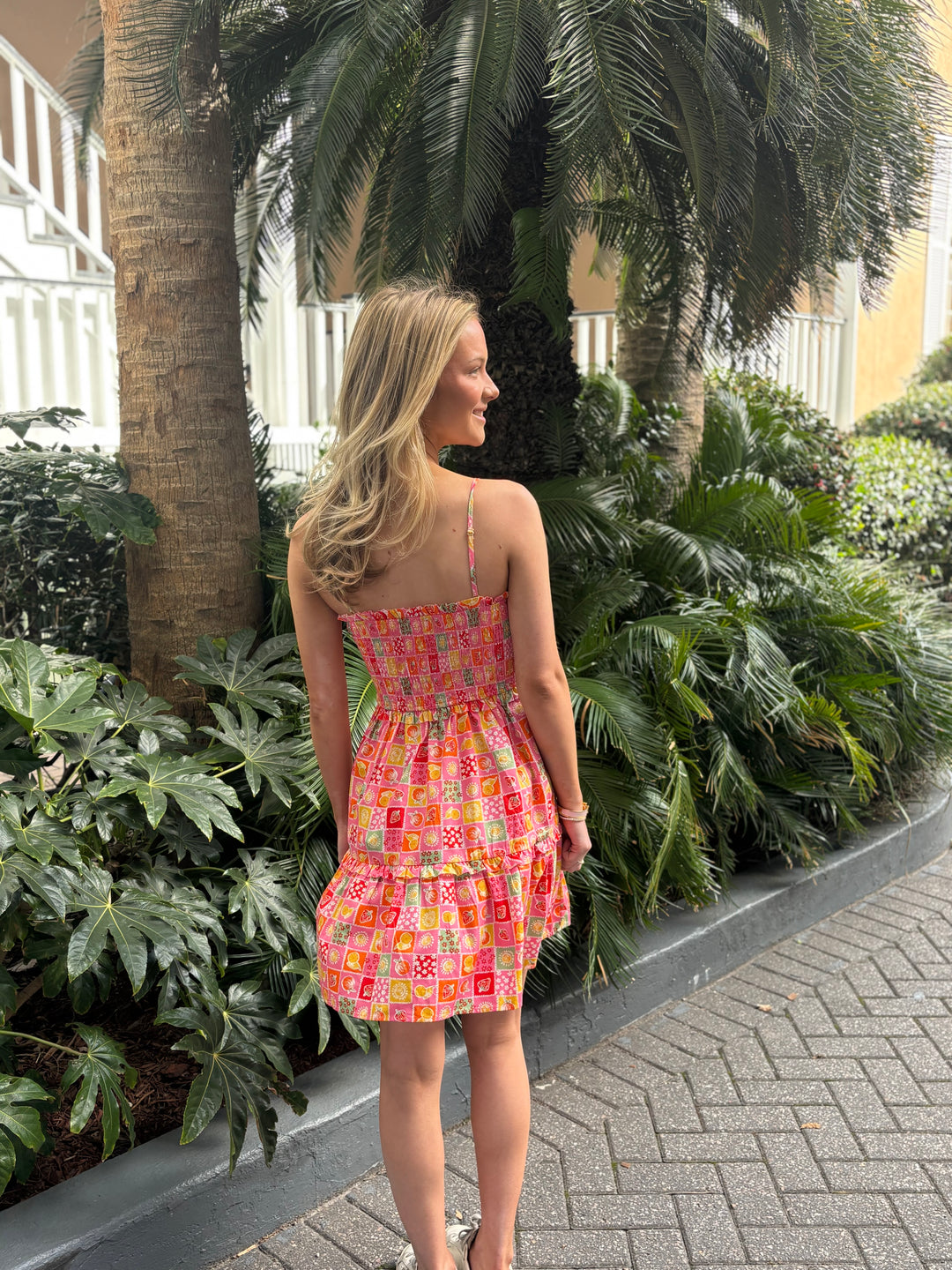 Smocked Top Print Dress