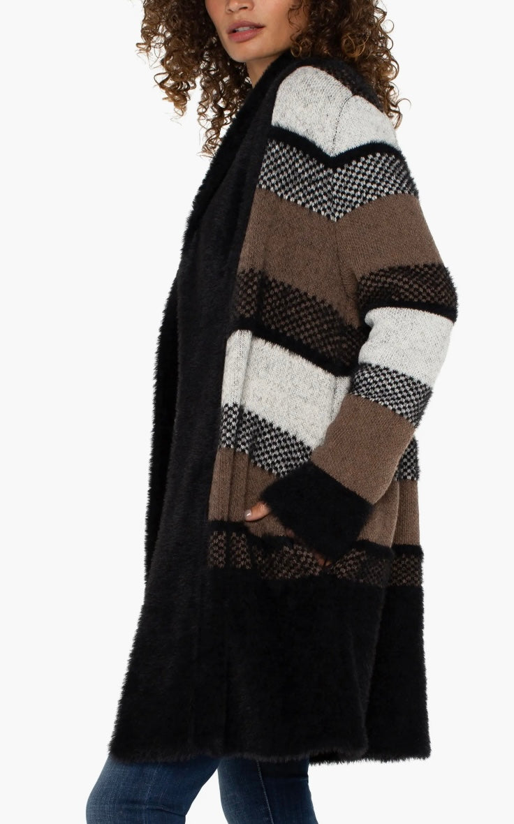 Long sleeve open front shawl sweater coat (pattern)