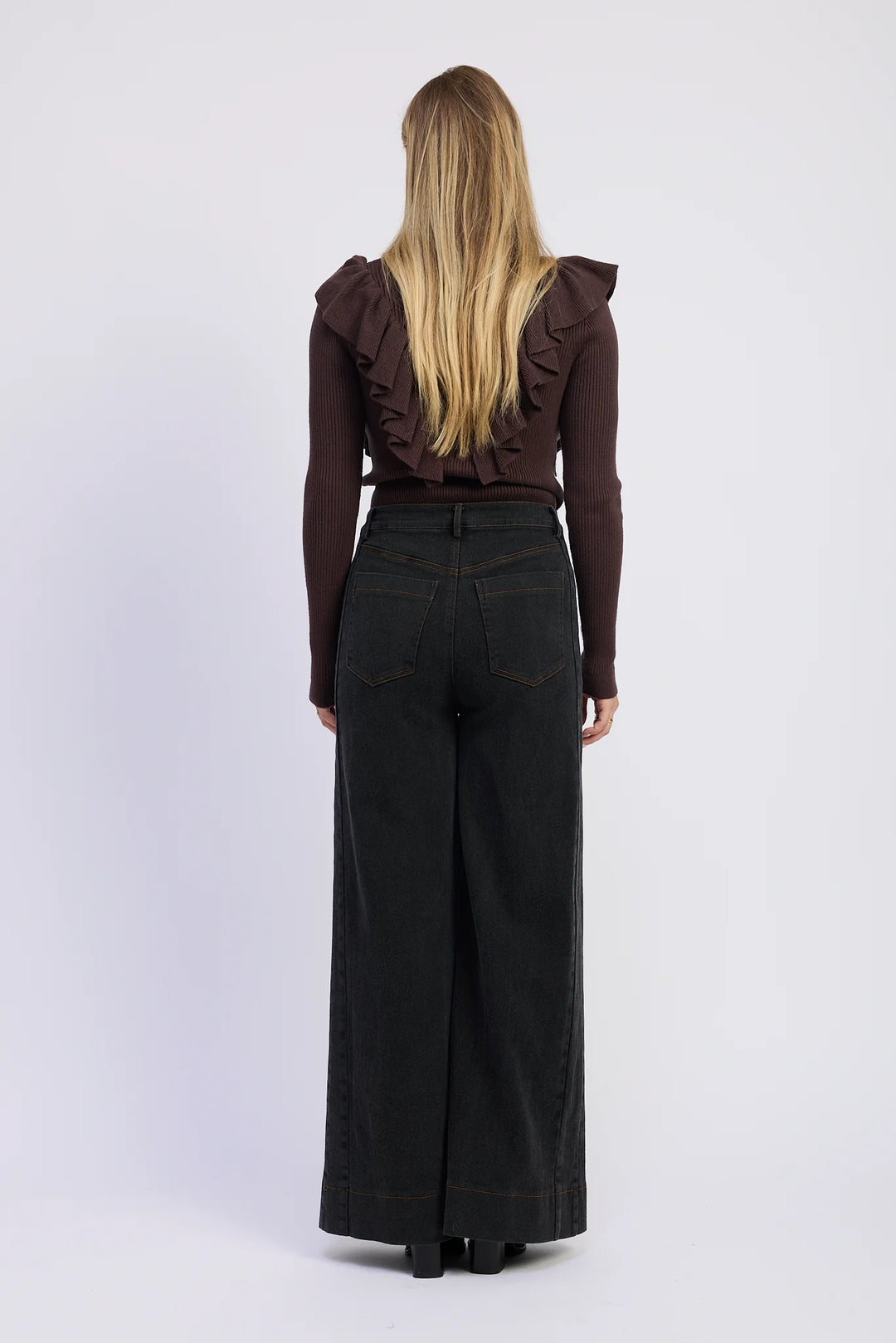 Wide leg denim pants