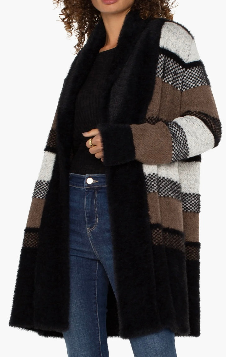 Long sleeve open front shawl sweater coat (pattern)