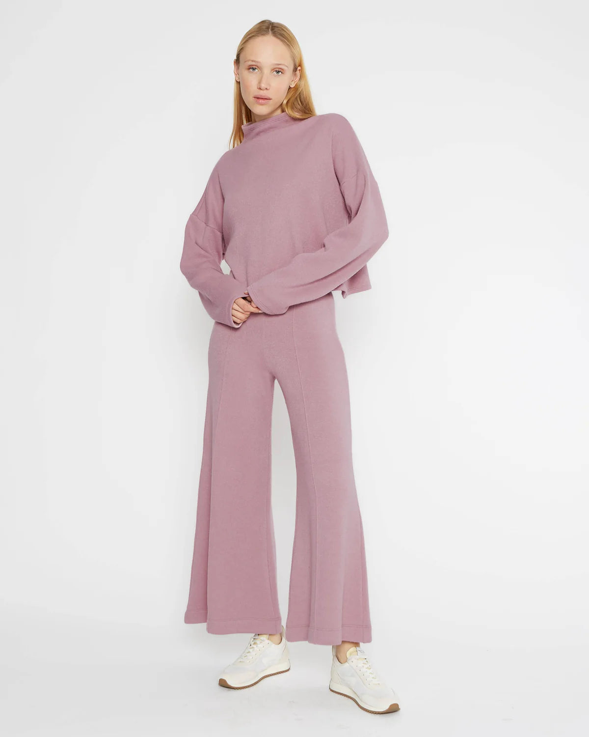 Sweater Knit Wide Leg Pant: Cropped